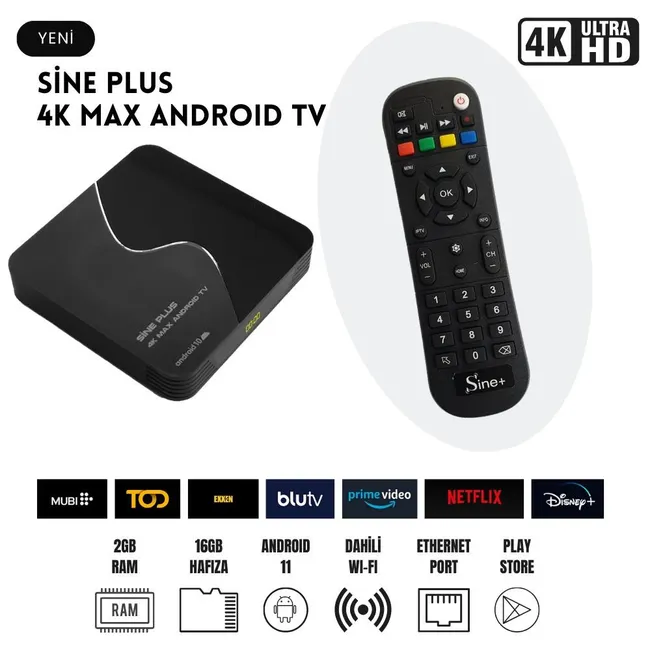 Sine Plus 4K Max 16GB Android Tv Box