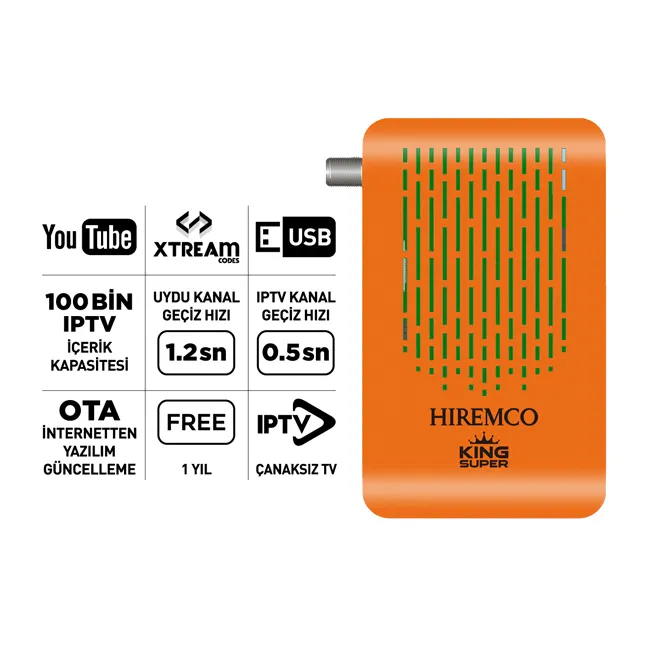 Hiremco Süper King HD Orange Uydu Alıcısı