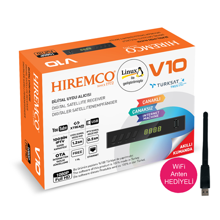 Hiremco V10 Full HD Uydu Alıcısı + WiFi Antenli