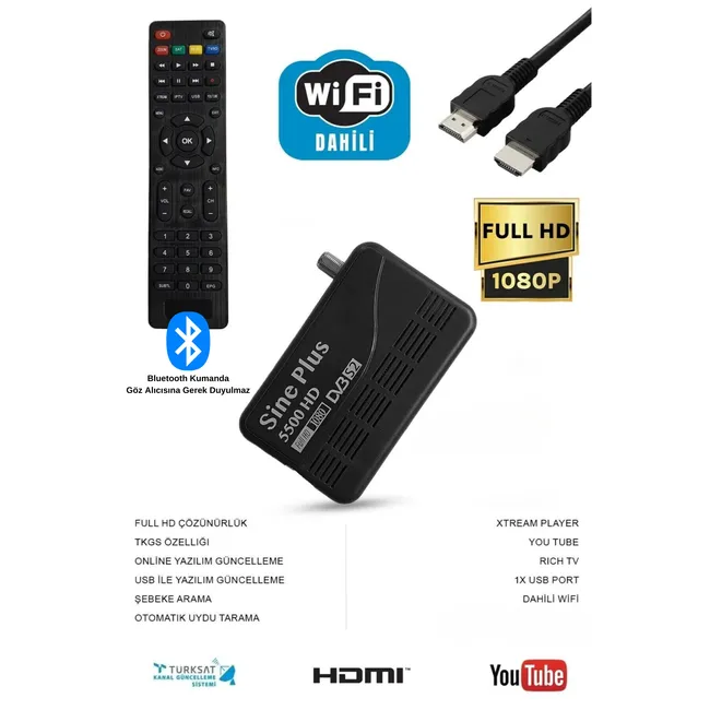 Sine Plus 5500 HD WIFI Uydu Alıcısı