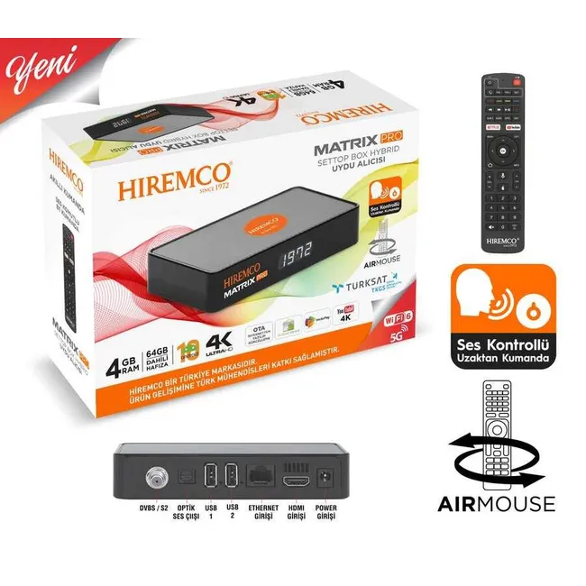 Hiremco Matrix Pro 4k Ultra HD Android Uydu Alıcısı
